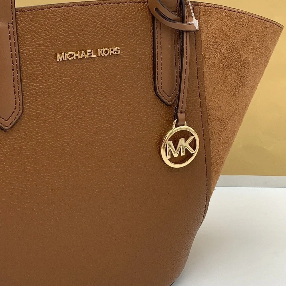 MICHAEL KORS PORTIA SMALL TOTE LUGGAGE COLOR Pebbled leather/ suede - Picture 3 of 16